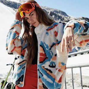 Free People Hit The Slopes Printed Fleece Jacket